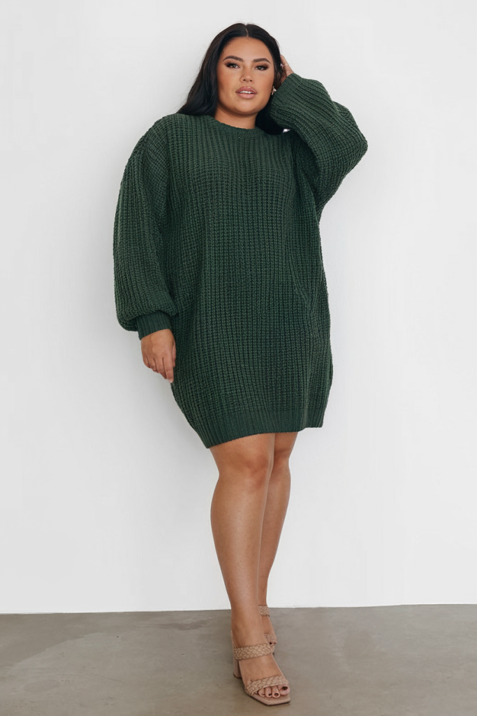 Dark green oversized sweater dress