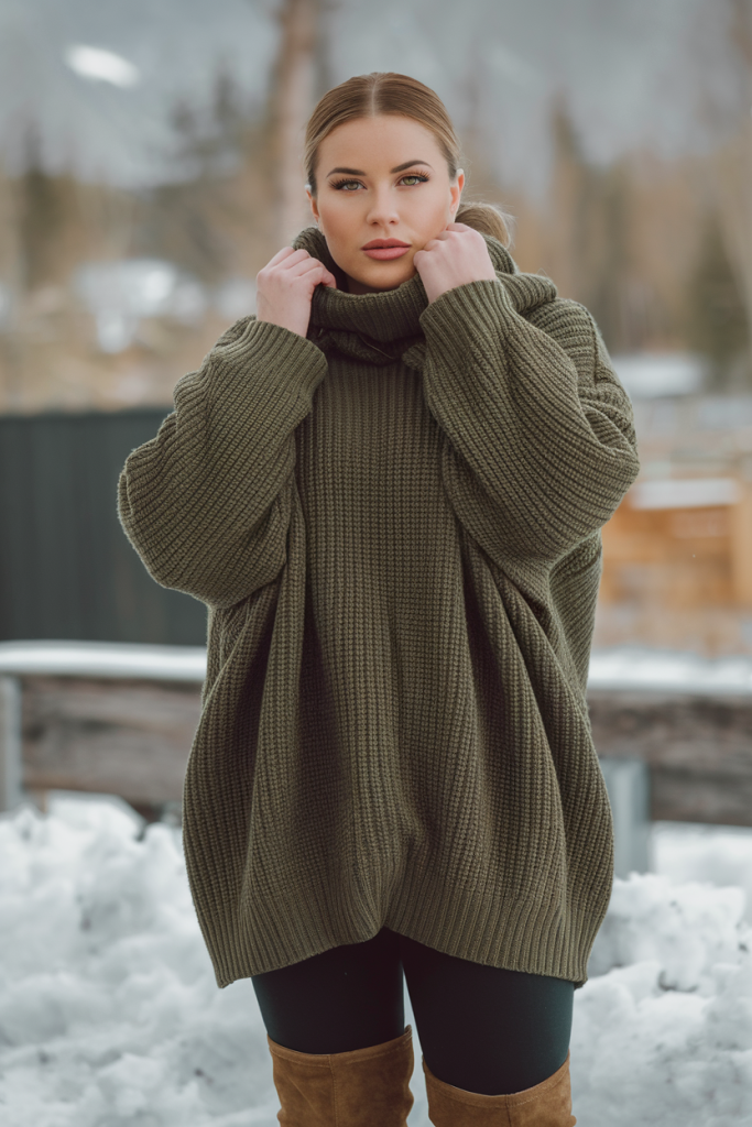 Dark green cable knit sweater