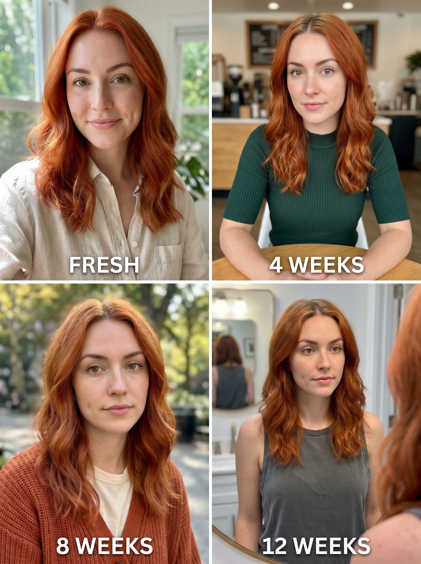 Desert Heat Aesthetic Copper Hair Summer Ideas 2026 Close-up of vibrant ginger hair showcasing a Sedona Clay and Burnt Orange 'Desert Heat Aesthetic Copper' for copper hair summer ideas 2026. Perfect for casual, everyday styling.
