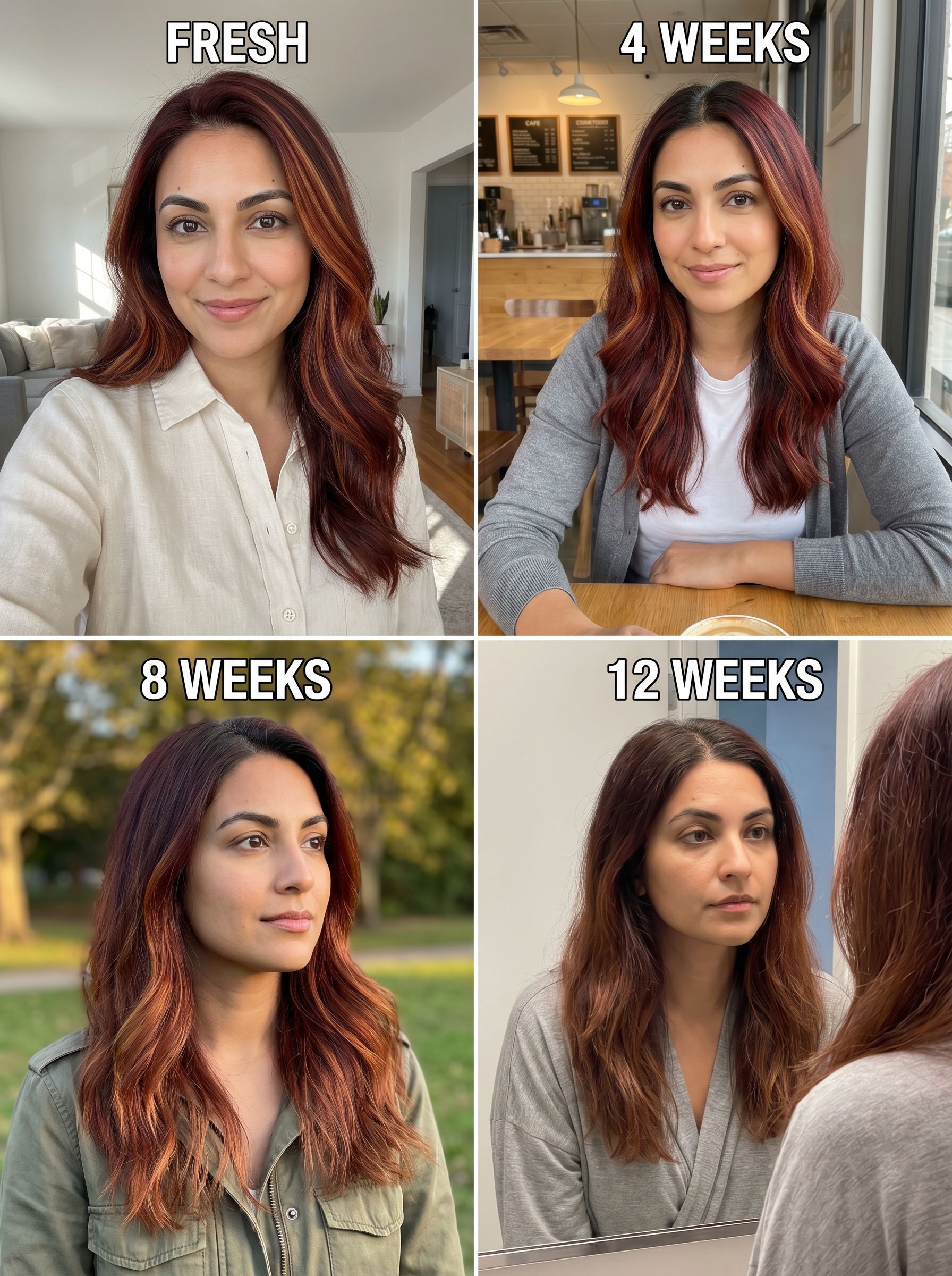 Dramatic Copper Hair Summer Ideas 2026: Ribboning Highlights Copper hair summer ideas 2026 for deep auburn hair with luxurious copper-gold ribboning highlights, perfect for special occasions, work, or everyday wear.