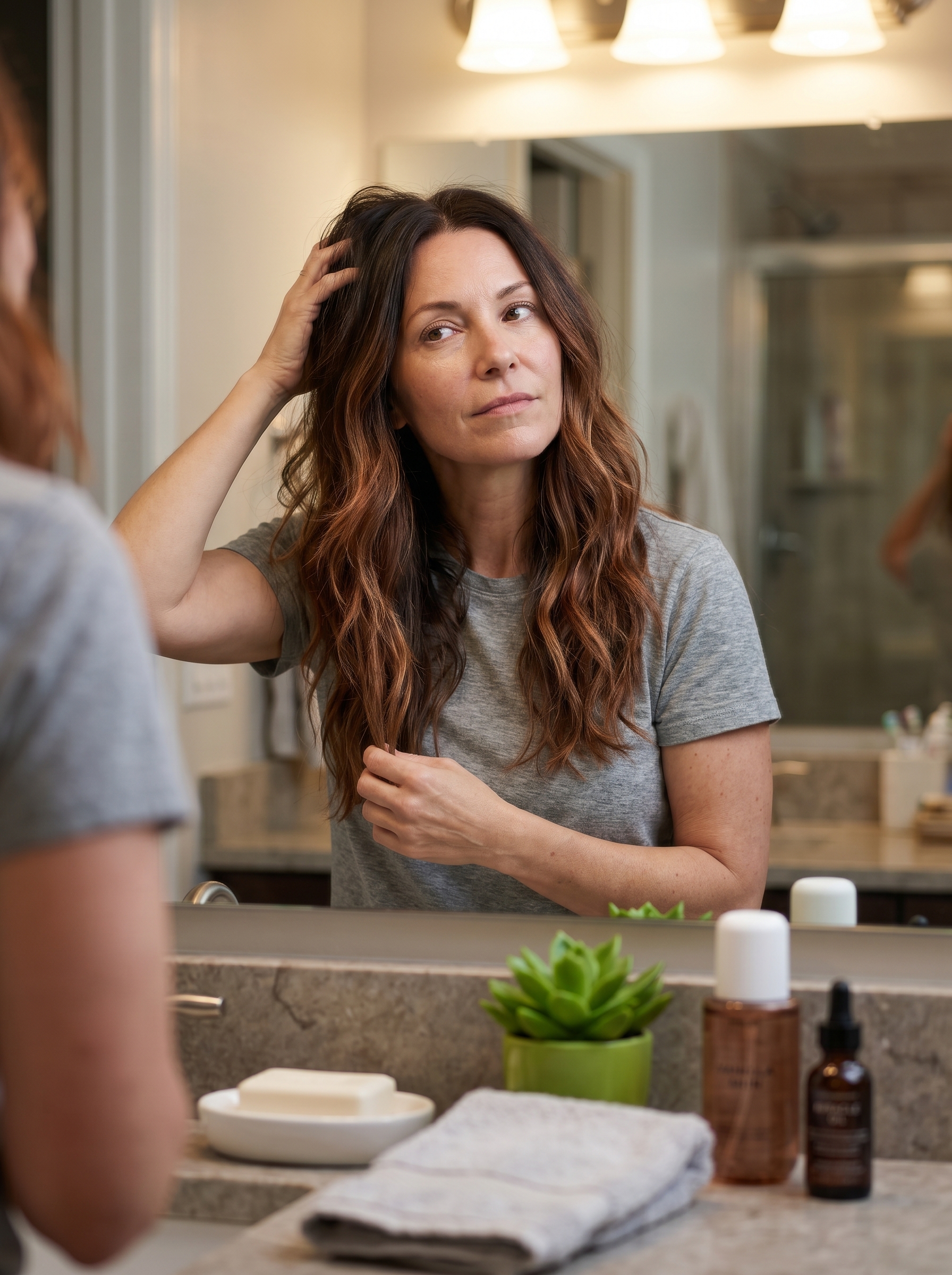Messy Grunge Layers | Festival Long Hair Summer 2026 Rebellious Espresso Gloss long hair summer hairstyle 2026: Soft Grunge Revival Messy Layers, with sea salt spray for beachy texture, for a music festival.