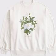 top Abercrombie & Fitch Women's Oversized Lotus Graphic Sunday Crew Abercrombie & Fitch $80