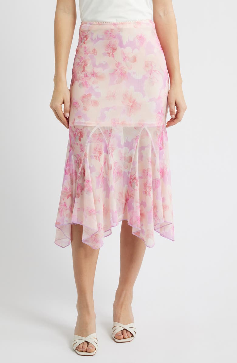 skirt All in Favor Women's Floral Chiffon Handkerchief Midi Skirt Nordstrom $55