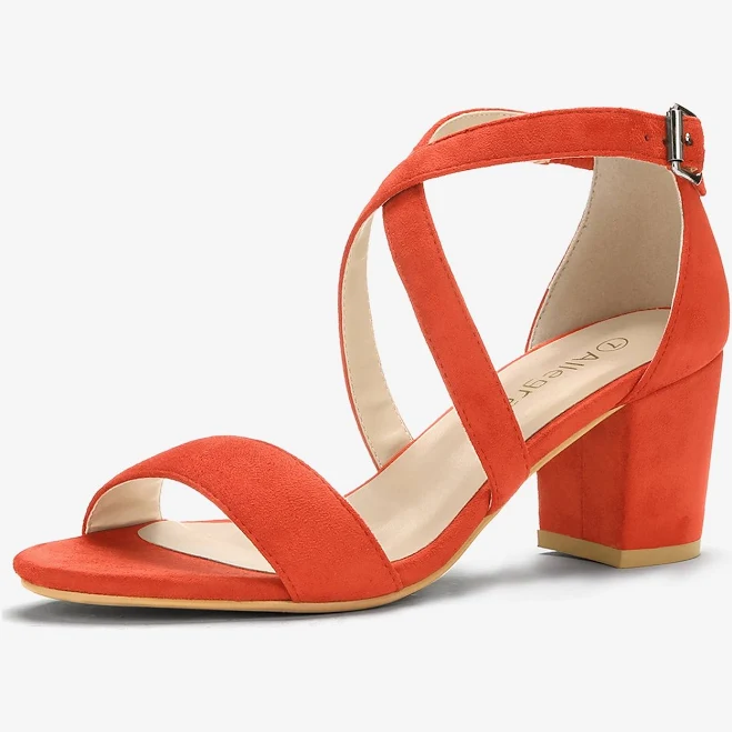 shoes Allegra K Crisscross Faux Suede Ankle Strap Block Heel Sandals Allegra K $51.74