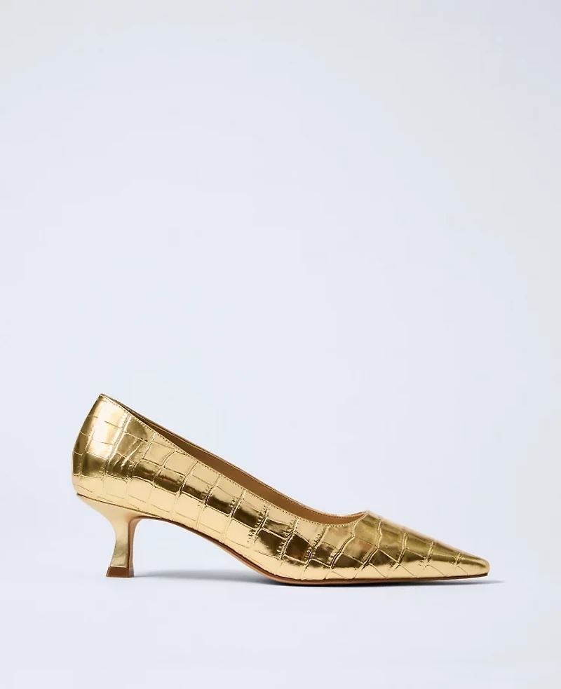 shoes Ann Taylor Women's Metallic Kitten Heel Mule Pump Ann Taylor $41.95