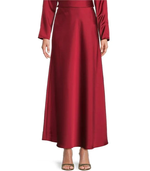 skirt Antonio Melani Bella A-Line Satin Maxi Skirt Dillard's $79