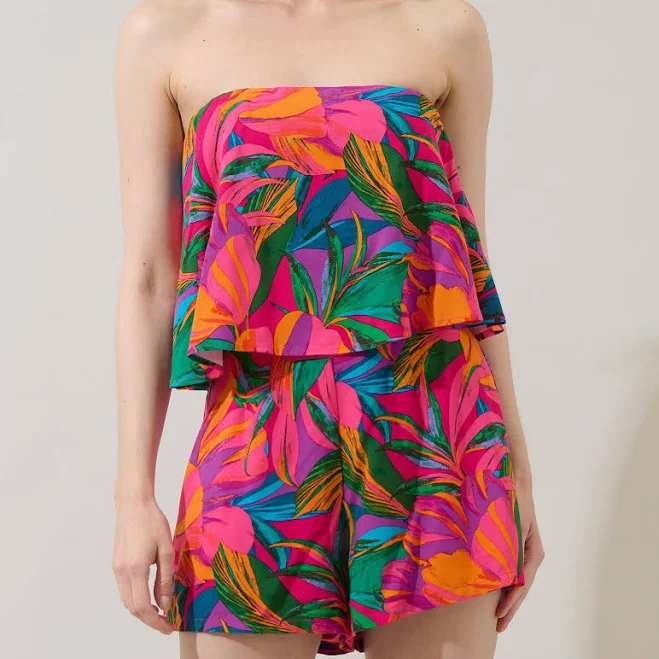 romper Beal Strapless Floral Romper The Basketry $60