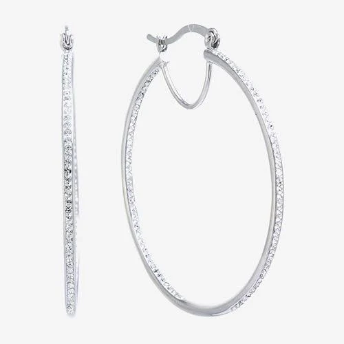 accessory Belk Silverworks Women's 50mm Round Crystal Hoop Earrings JCPenney $17.01