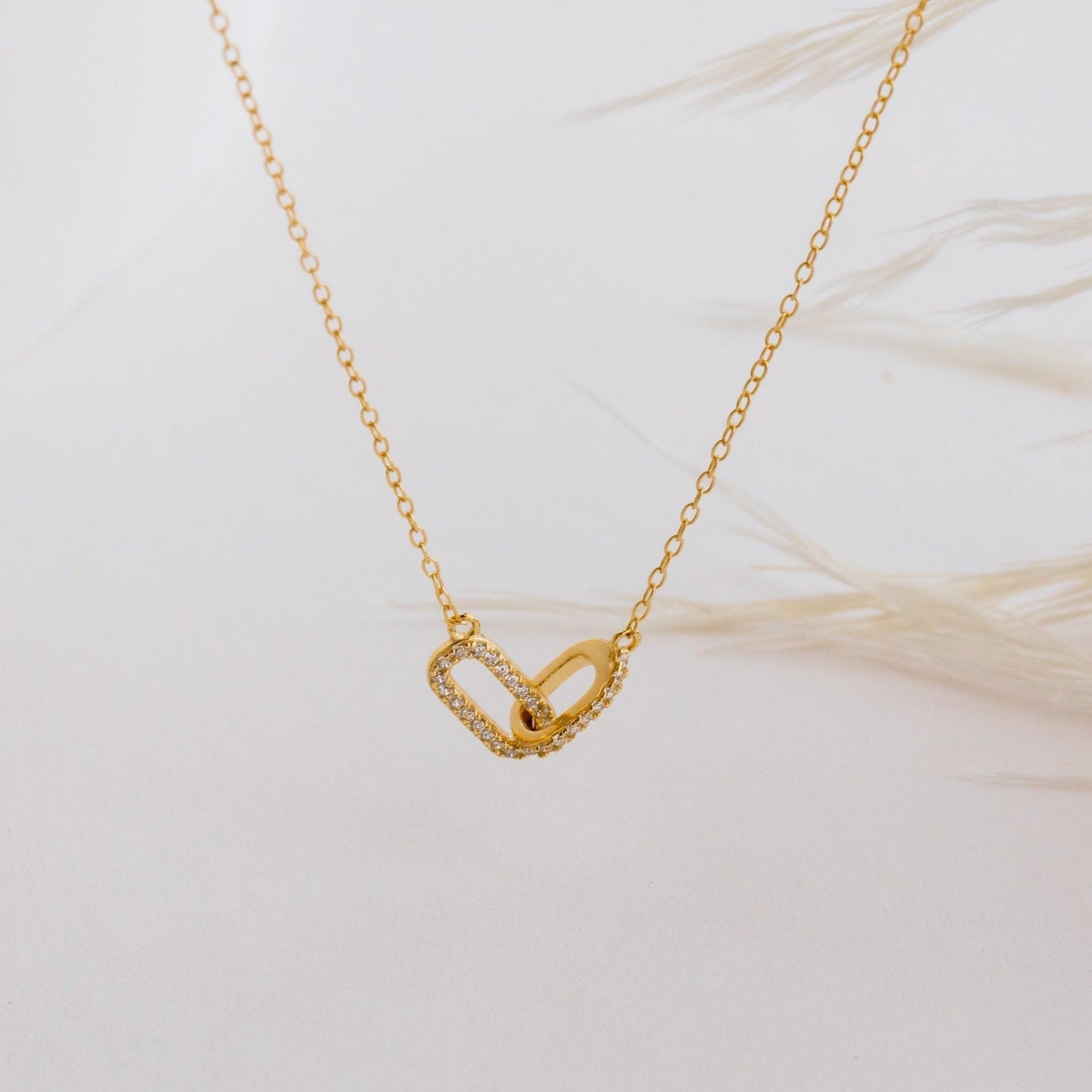 accessory Caitlyn Minimalist Dainty Pave Linked 18K Gold Necklace Caitlyn Minimalist $33.75