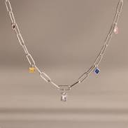 accessory Caitlyn Minimalist Sterling Silver Mixed Birthstone Charm Necklace Caitlyn Minimalist $45.75