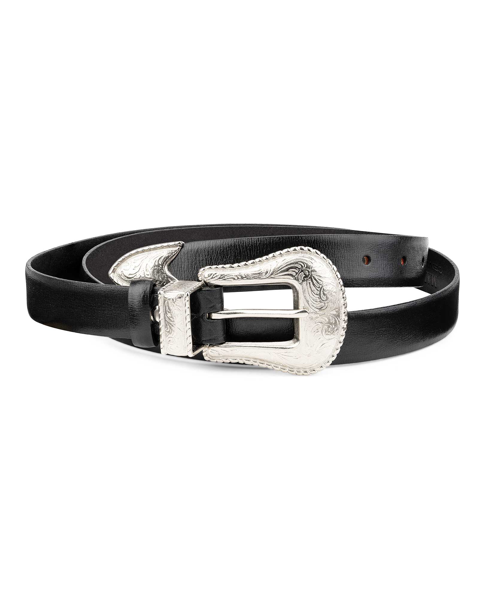 accessory Capo Pelle Women's Western Belt with Large Silver Buckle LeatherBeltsOnline.com $52