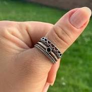 accessory Chunky Silver Multi Layer Black Stone Signet Ring Etsy - Seller $26.96