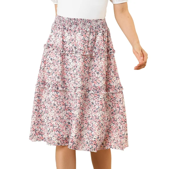 skirt Daring Diva Women's Floral Chiffon Midi Skirt Walmart $30.49