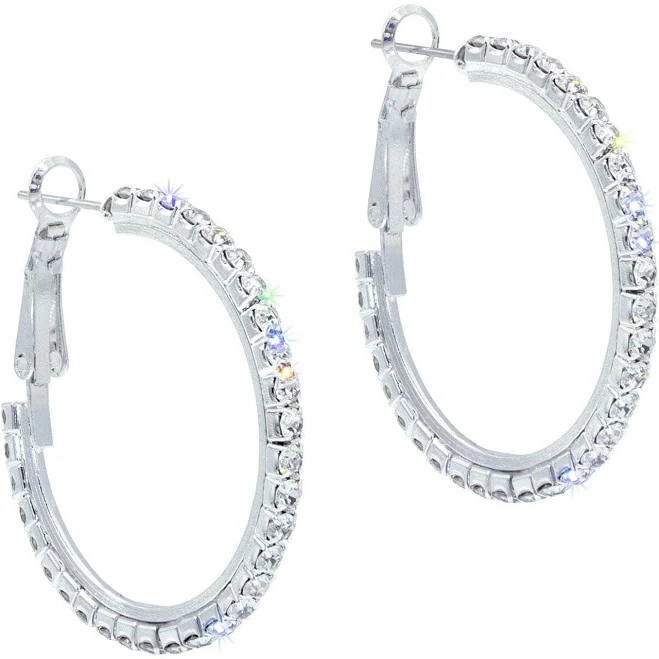 accessory eJools Women's Rhinestone Hoop Earrings Rhinestone Jewelry Corporation $3.75