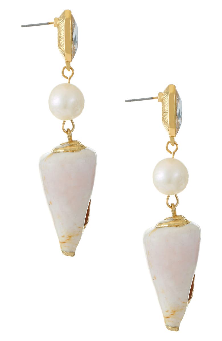 accessory Ettika Balanced Shell and Pearl Dangle Earrings Nordstrom $45