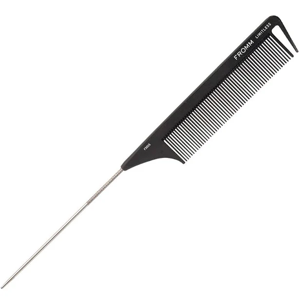 fine_tooth_comb FROMM Limitless Carbon Pin Tail Comb barbersalon.com $3.82