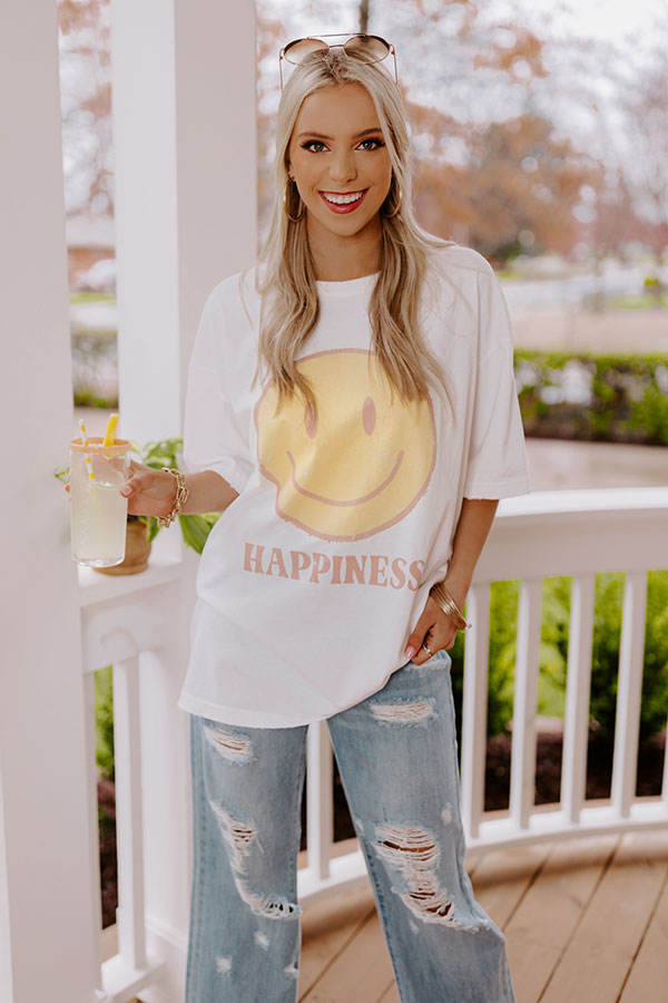 top Happiness Vintage Graphic Oversized Tee TikTok Shop $49