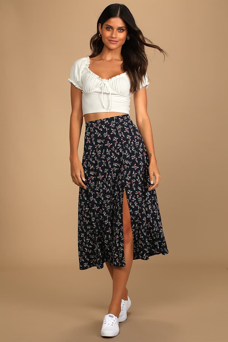 skirt Lulus Floral Print Midi Skirt Lulus $52