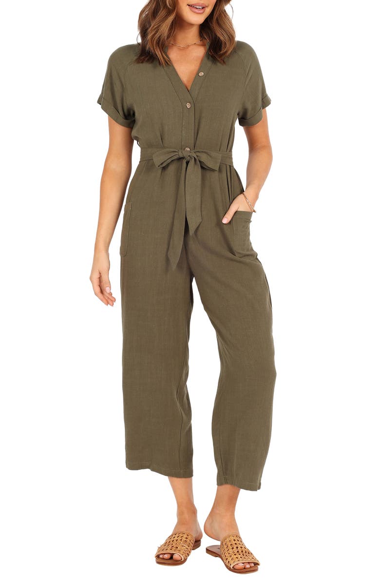 jumpsuit Petal & Pup Women's Archie Tie Waist Linen Jumpsuit Nordstrom $79