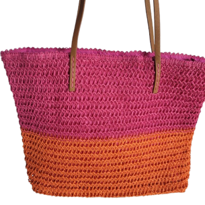 bag Pink & Orange Straw Shopper Beach Gym Tote Bag Handbag Purse Big Large eBay - ampco20 $13.45