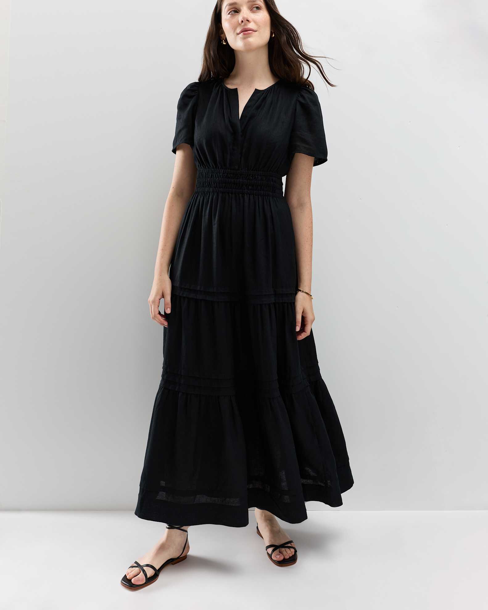 dress Quince Women's European Linen Tiered Maxi Dress Quince $84