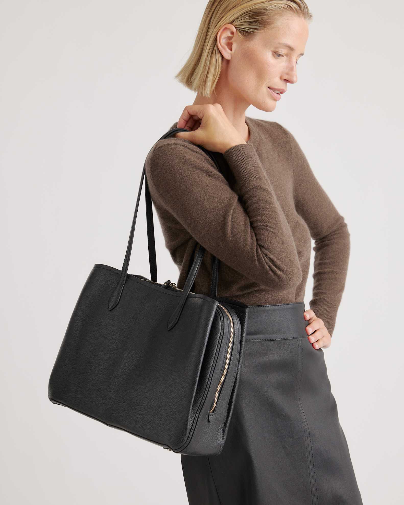 bag Quince Women's Italian Leather Triple Compartment Work Tote Quince $174
