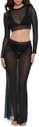 top Steve Madden Women's Sheer Mesh Long Sleeve Crop Top Nordstrom $60