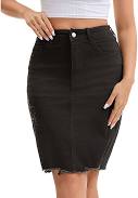 skirt Women's Denim Skirt Ripped Raw Hem High Waisted Stretch Above the Knee Jean Skirts, Size: XXL, Black Kohl's $33.99