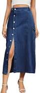 skirt Women's High-Waisted Denim Midi Skirt with Front Slit Target $52.99