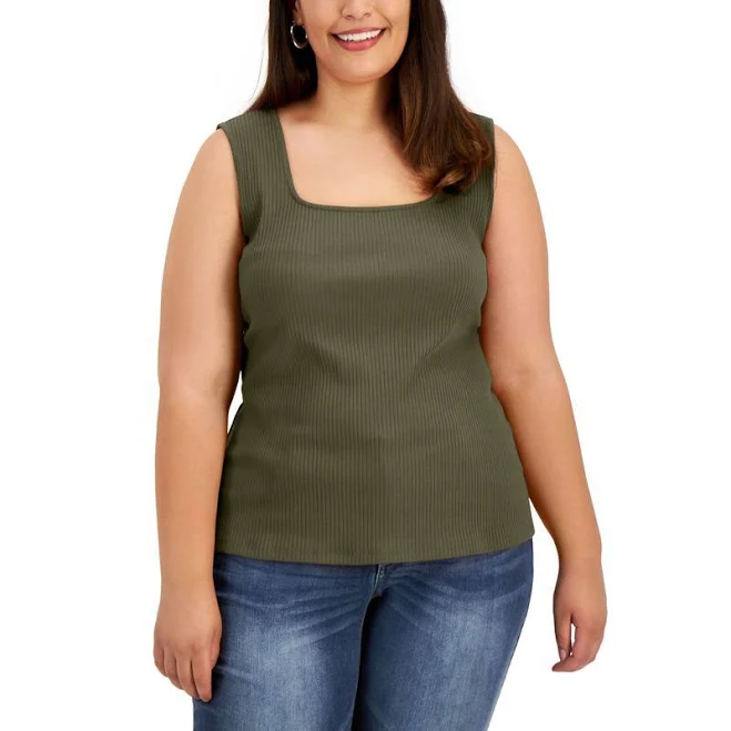 top Women's Inc International Concepts Square Neck Rib Tank Poshmark $22