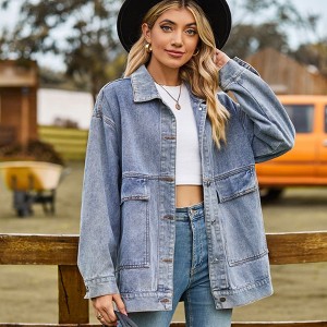 outerwear Women's Oversized Distressed Denim Jacket Target $43.99