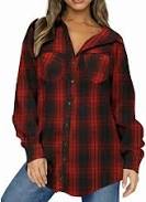 outerwear Women's Oversized Flannel Plaid Shirt Walmart - UVN Trendy $13.79