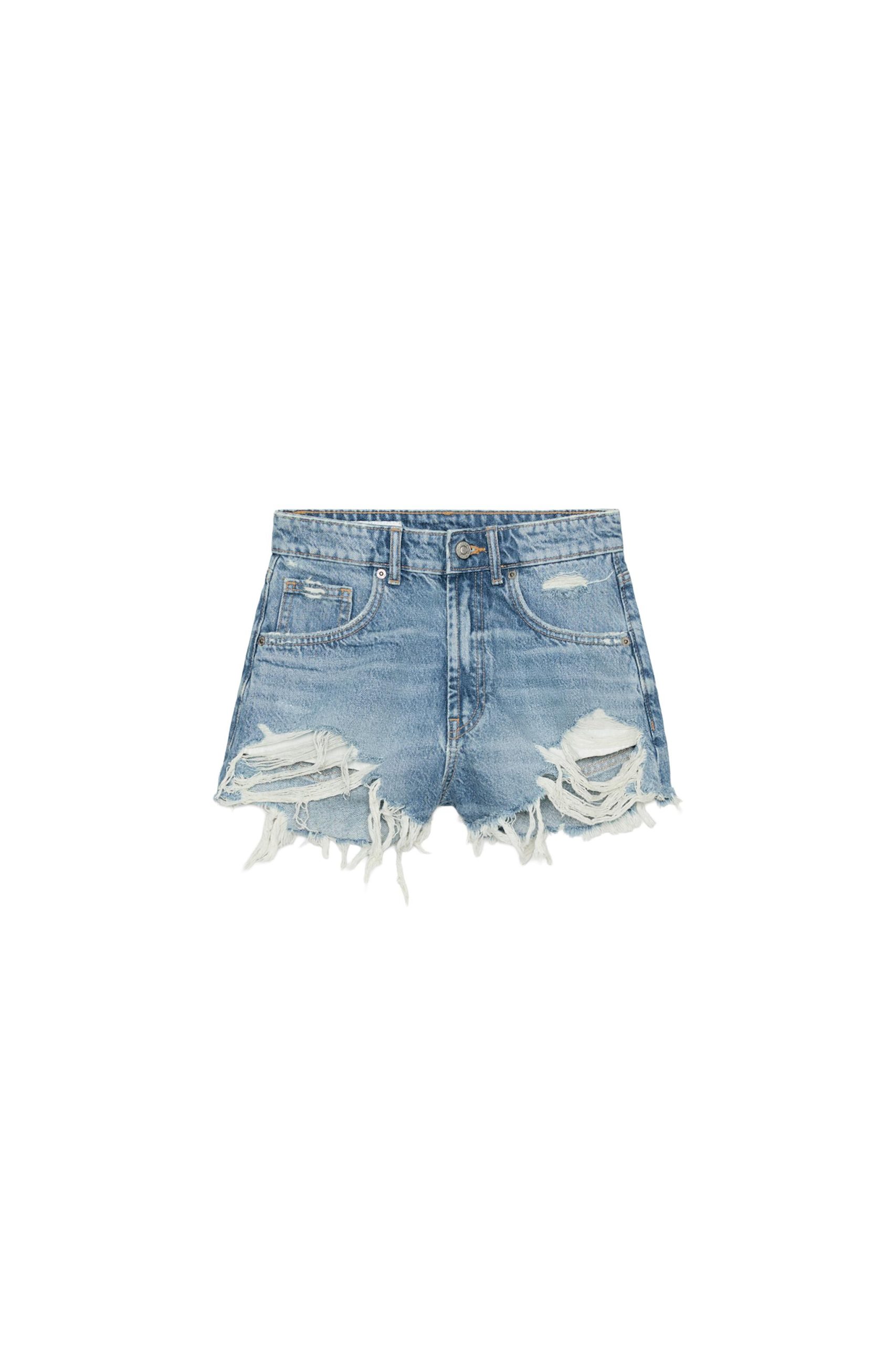 shorts Zara Trf Ripped High-Waisted Denim Shorts Zara USA $45.9