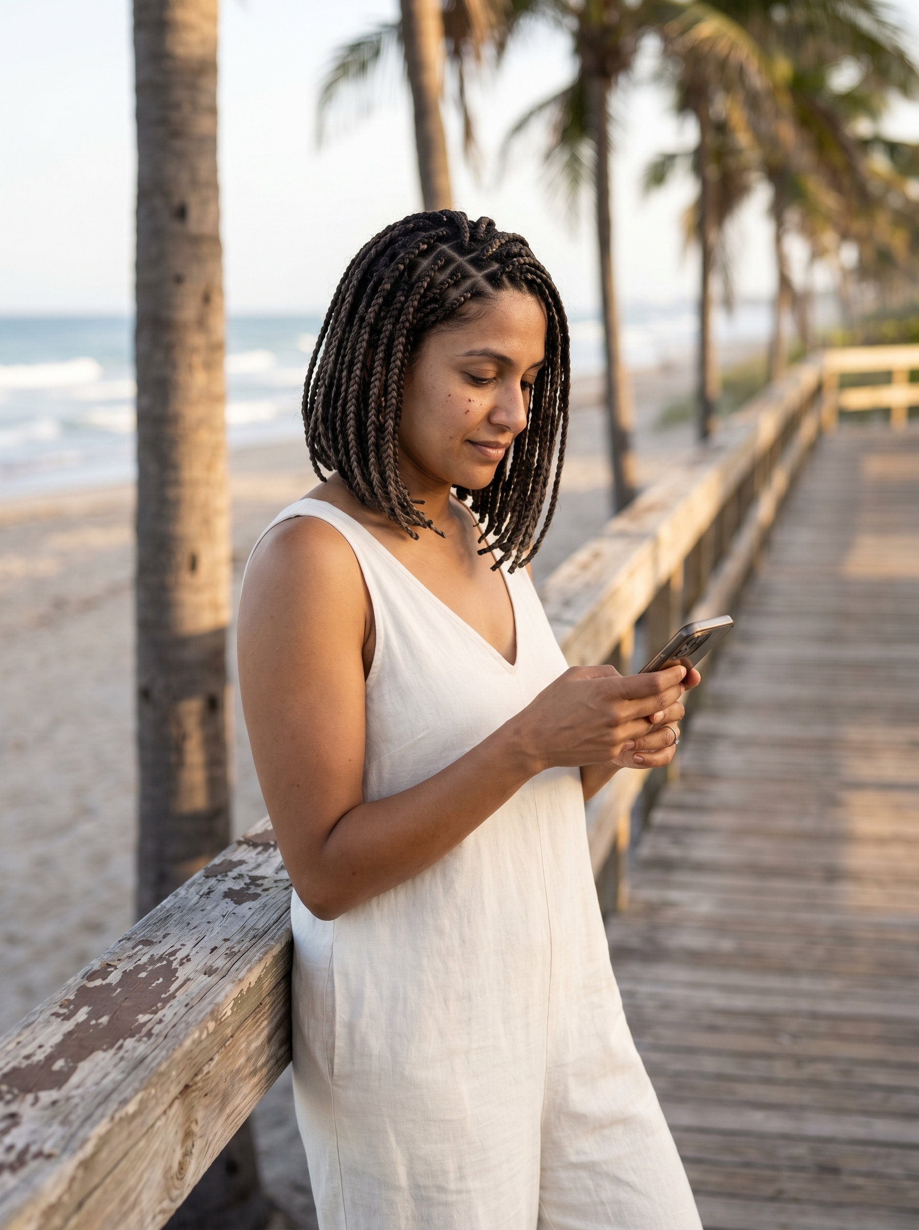 Effortlessly chic and sophisticated invisible knotless bob, a perfect summer braid hairstyle 2026 in mushroom brown lowlights, ideal for work or resort.