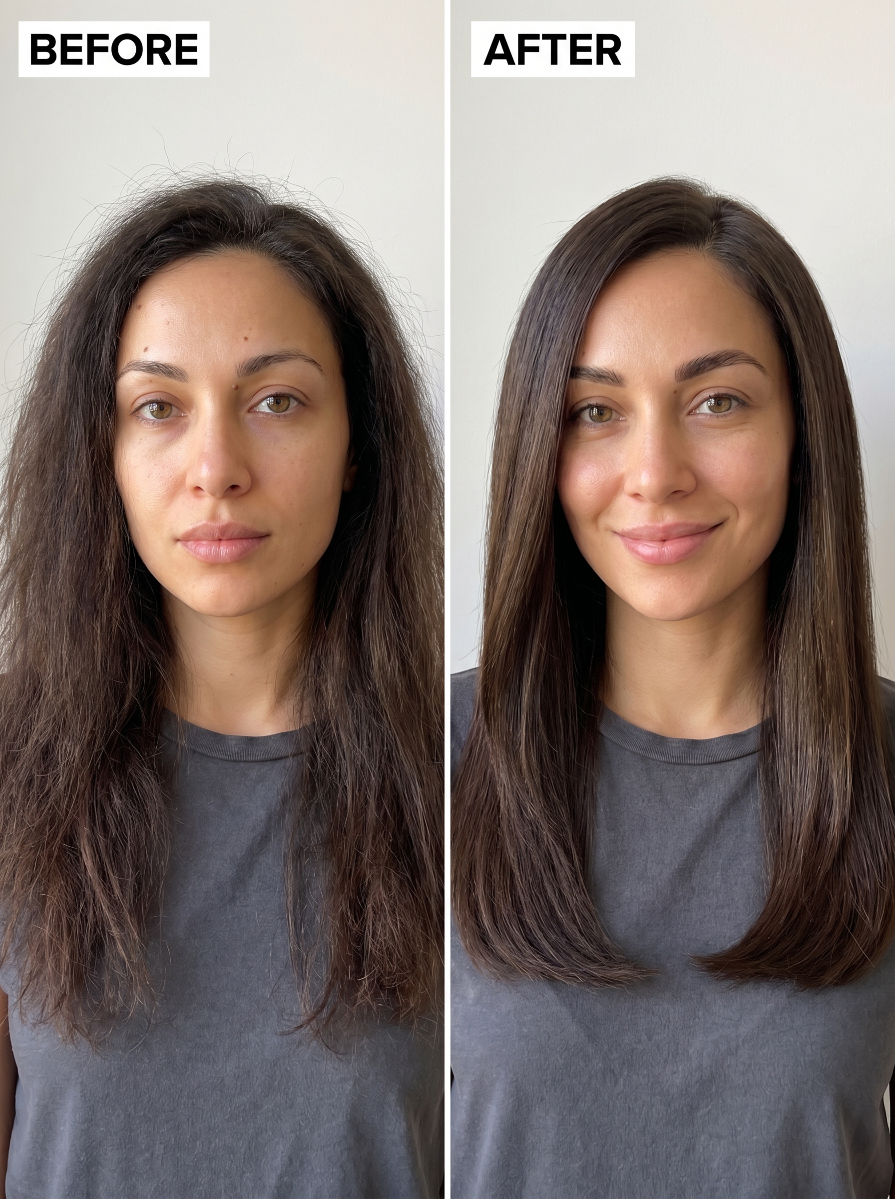 Sophisticated Midnight Espresso hair with Cold-Water Shine, a luxurious summer hair trend for 2026. This sleek, dark brown look uses high-shine conditioner and glossing spray for a polished finish.