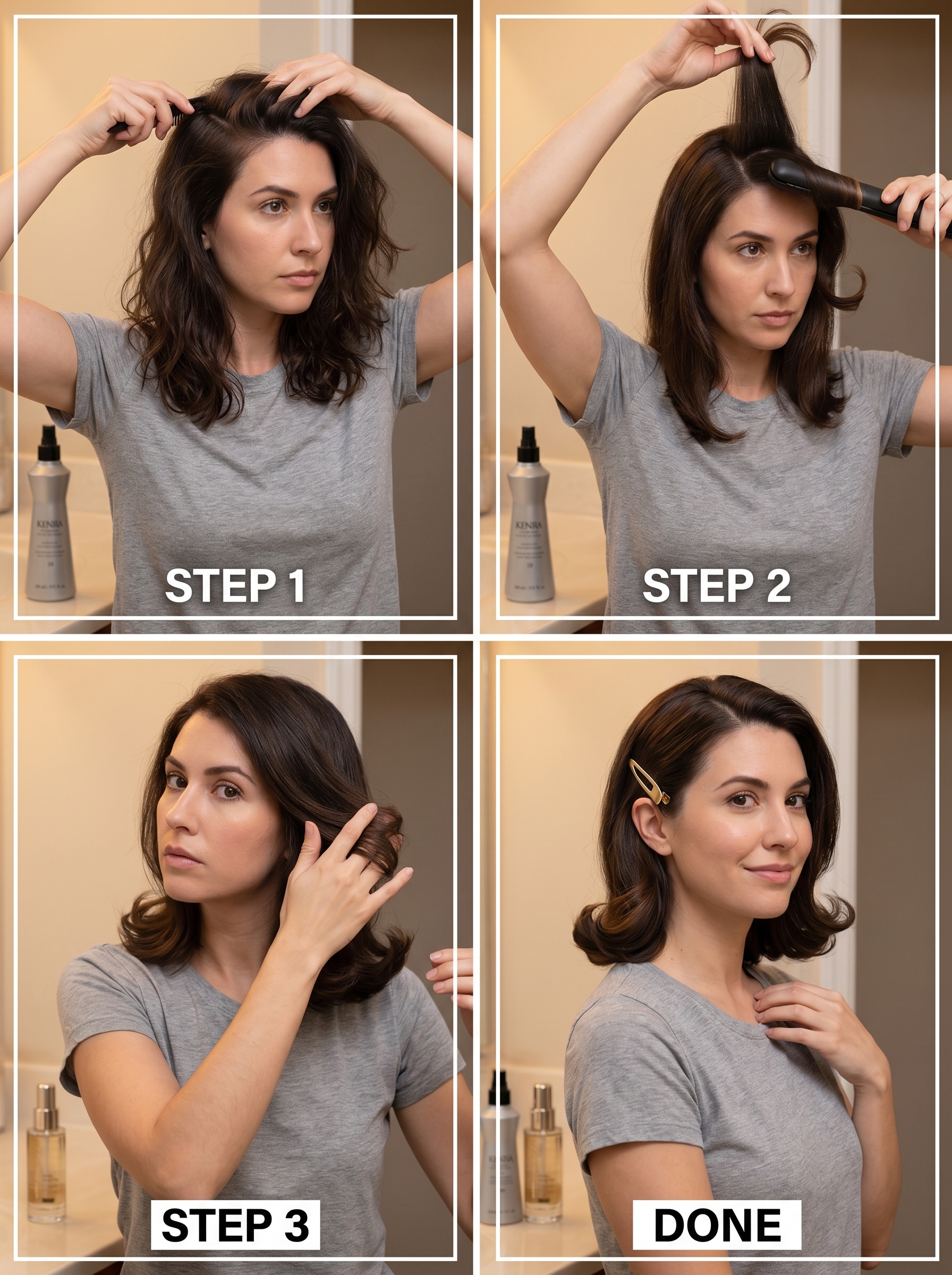 Chic Retro-Futuristic Flip-Out Bob, a bold summer hair trend 2026 for date nights or fashion events, featuring high-shine and metallic accents.