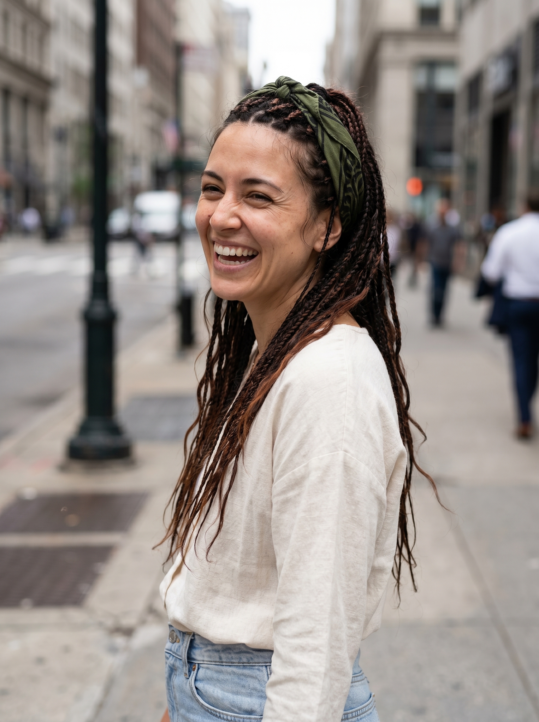 Desert Nomad Micro-Braids: Summer Hairstyle 2026 Bohemian desert nomad micro-braids with an earthy scarf for relaxed summer hairstyle ideas 2026. Perfect for festivals and outdoor events.