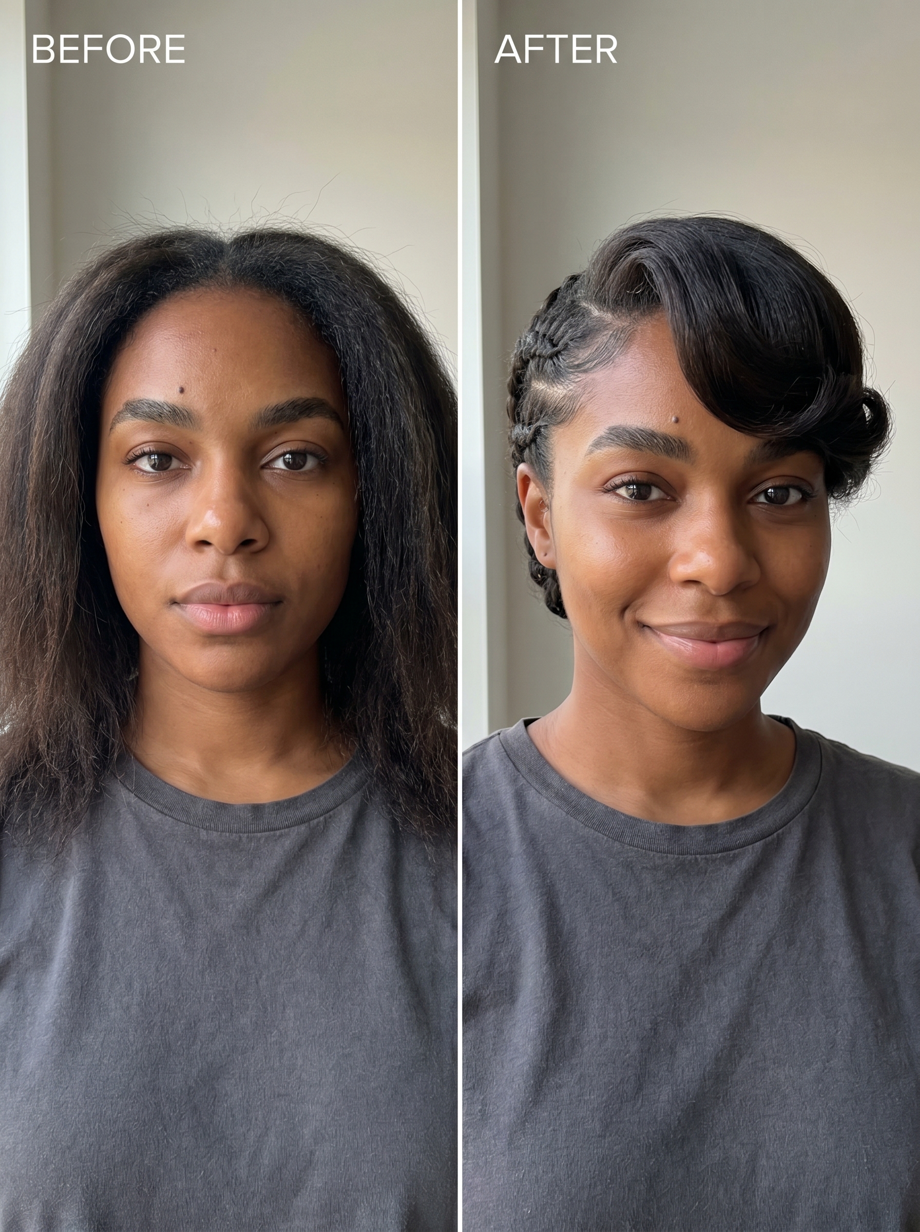 Glamorous 90s R&B Swoop Bangs with neat Stitch Braids in natural black, a stunning summer hairstyles black women 2026 option for date night.