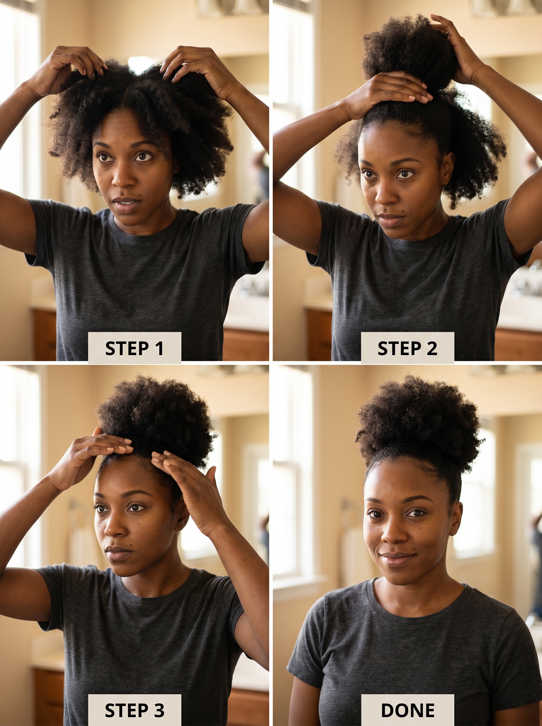 A close-up of a perfectly sculpted afro-puff with defined edges, suitable for various occasions and a standout look for summer hairstyles black women 2026, showcasing natural elegance.