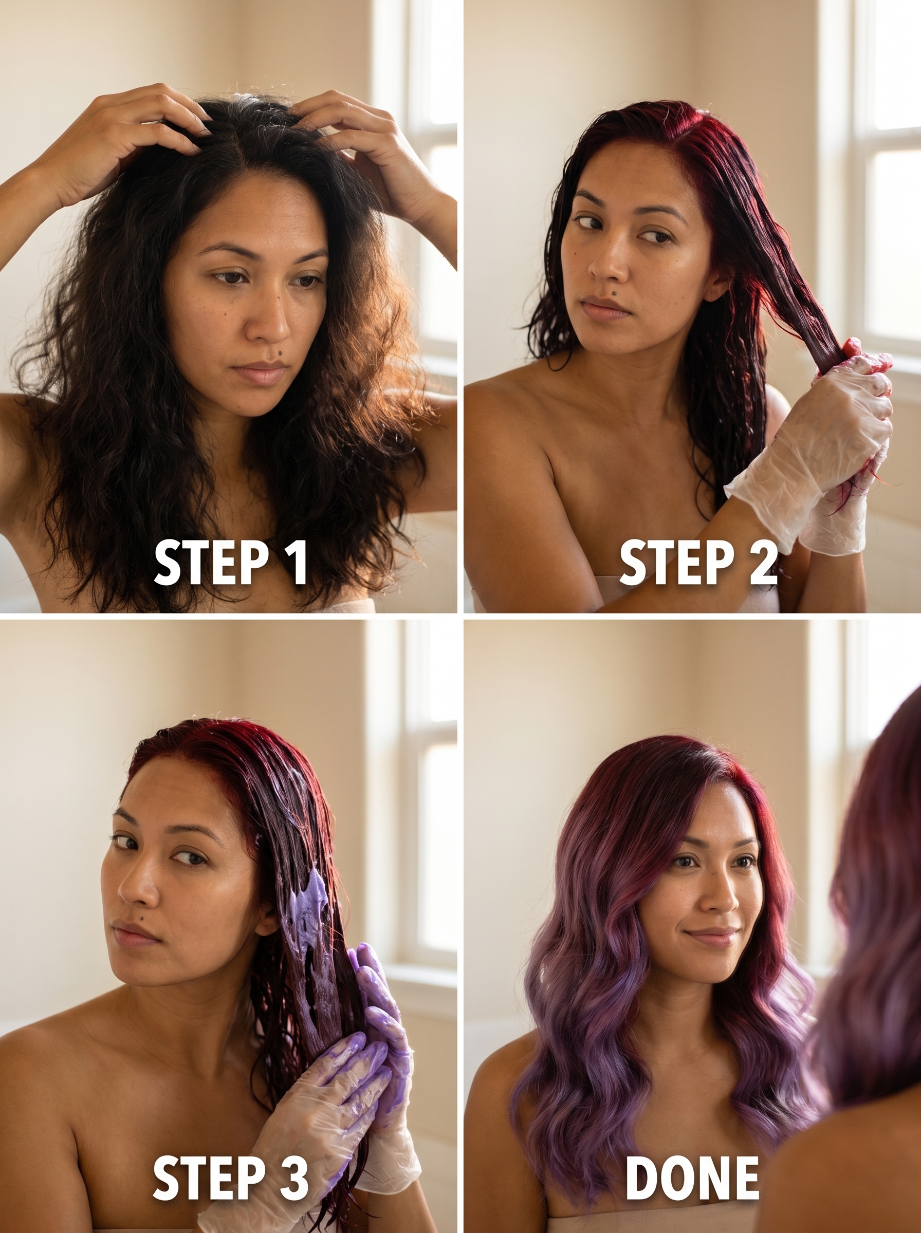 Digital Lavender-Red Iridescent Waves | Summer Red Hair Looks 2026 Futuristic digital lavender-red iridescent waves, an edgy summer red hair look 2026. This unique style features cool-toned red-violet hues, perfect for special events or fashion statements.