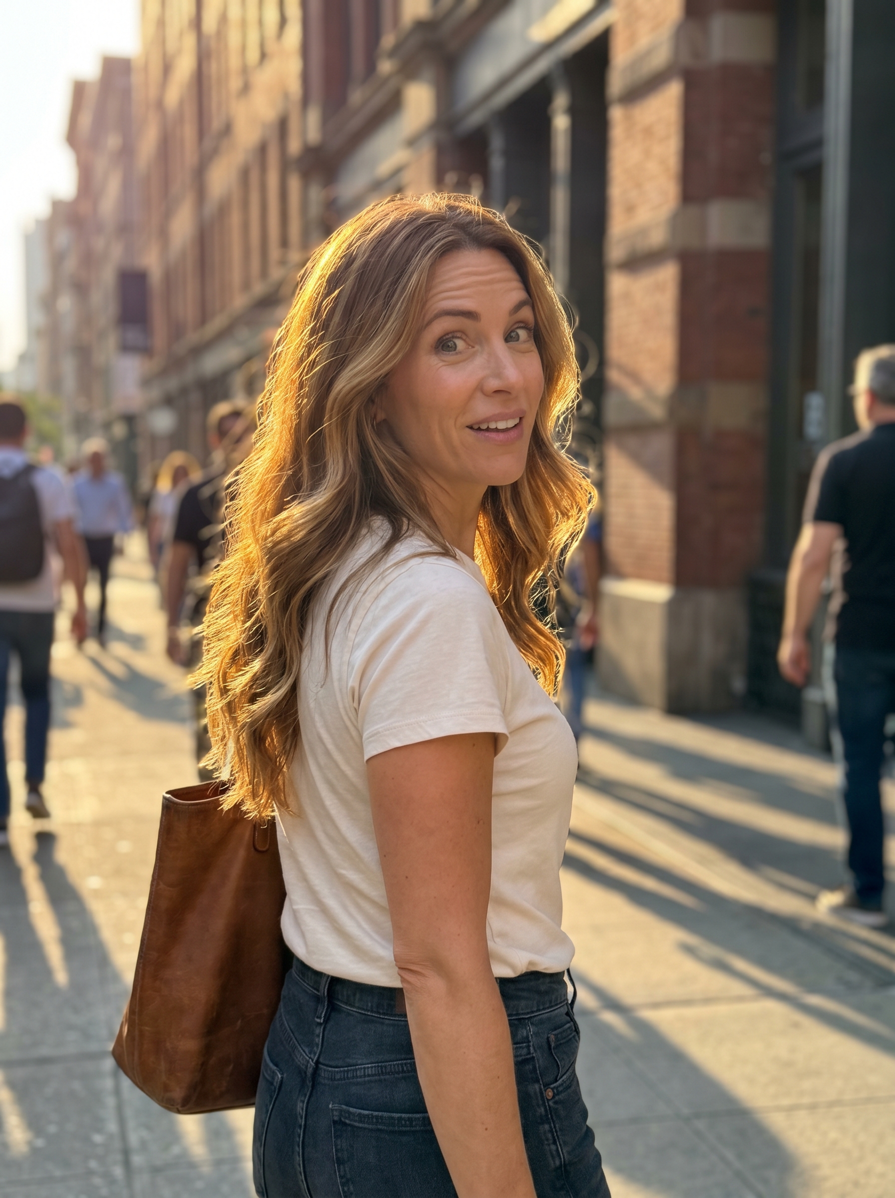 Romantic auburn and rose-gold color-treated hair, reflecting the latest summer soft hair color 2026 trends. This warm, ethereal look features flowing, soft waves perfect for everyday wear or a special occasion. Includes UV protection spray.