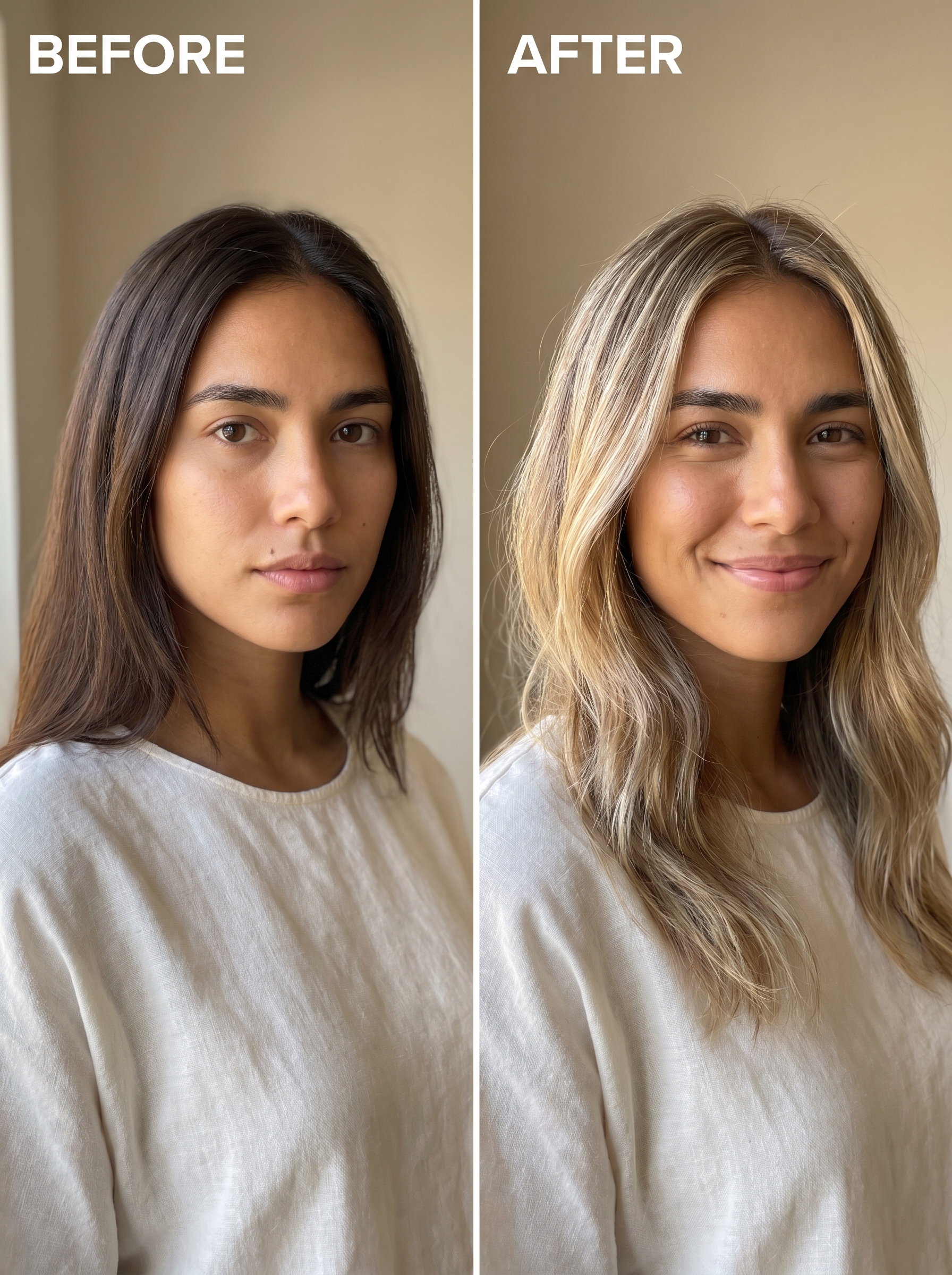 Delicate linen blonde microlights featuring pale flaxen and creamy blonde hues, a top summer soft hair color 2026. This natural, ethereal style is perfect for everyday, work, and special occasions, protected by Coola SPF mist and K18 mask.