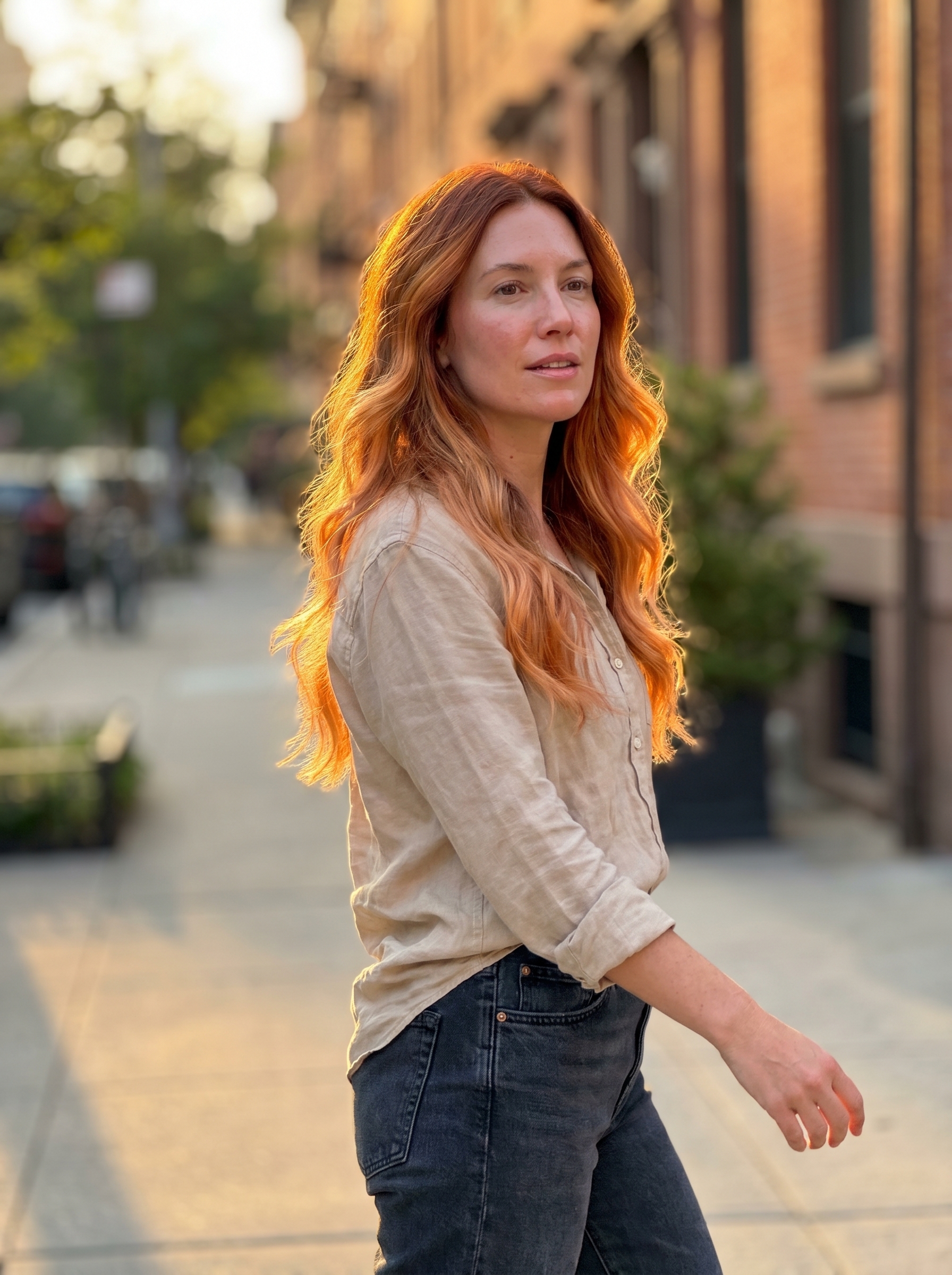 Radiant nectarine sorbet balayage with muted apricot and soft peach tones, a vibrant summer soft hair color 2026. This natural, sun-kissed look is perfect for everyday and special occasions, enhanced by a color-depositing mask and UV mist.