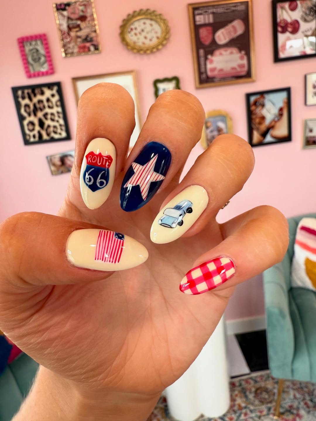 Americana Road Trip Mix and Match Nails