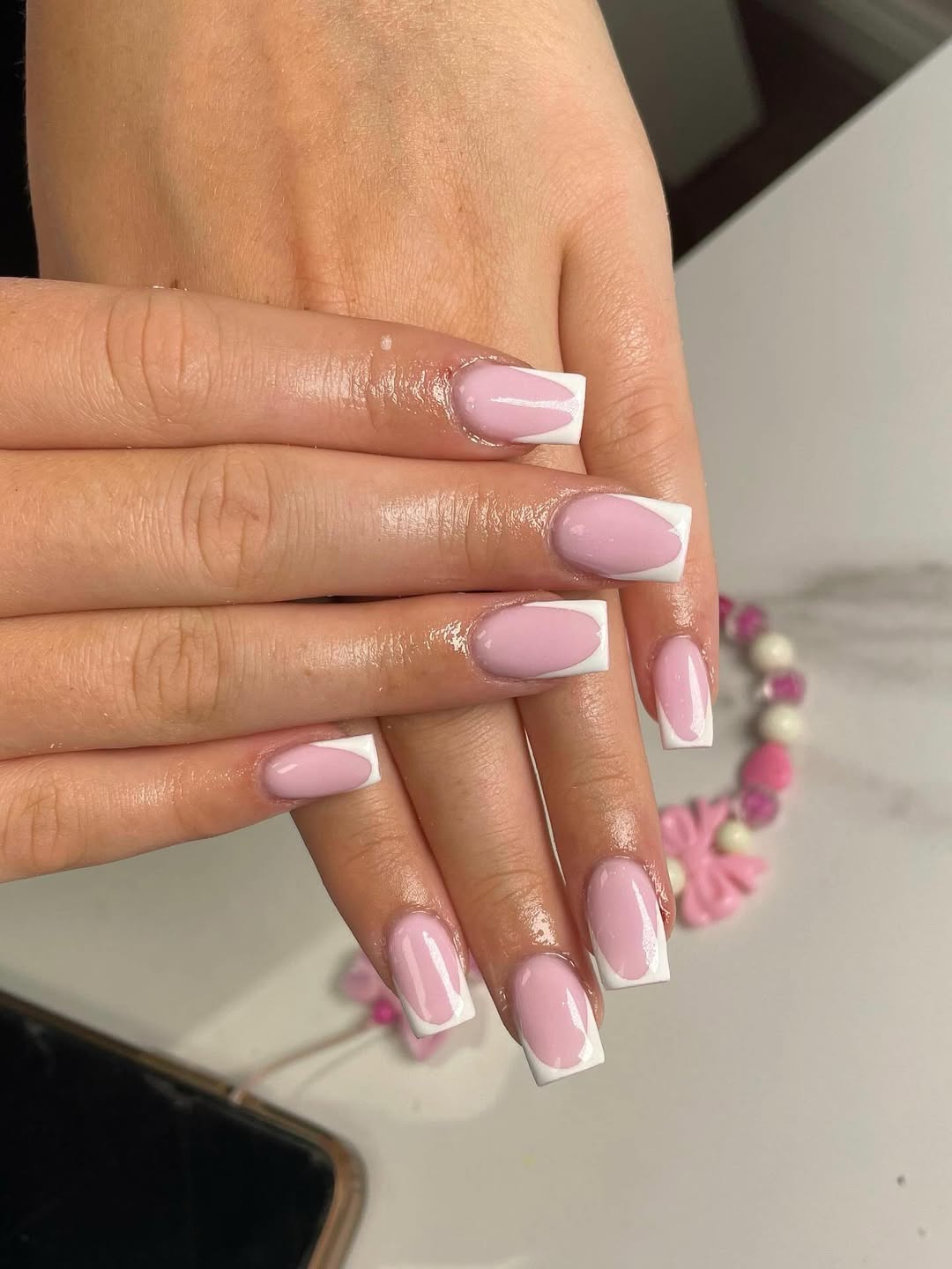 Baby Pink Squared French Tips