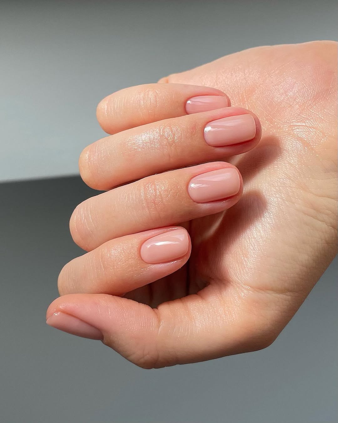 Barely There Milky Pink Short Round Glossy Nails