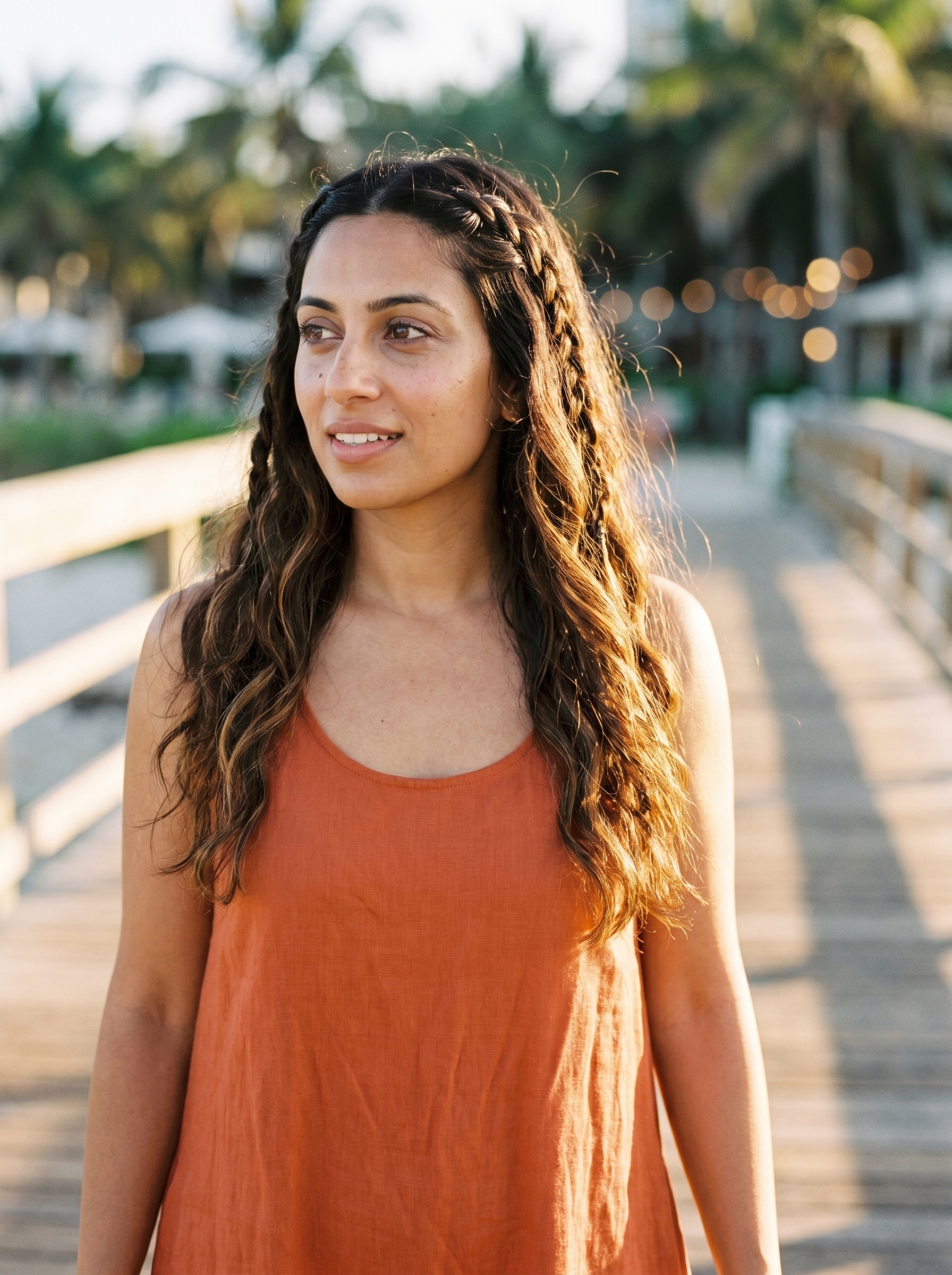 Effortless Mediterranean Beach Waves Hair Summer 2026 Relaxed Mediterranean braided waves with saltwater blonde highlights, styled with a salt-infused wave cream for heatless beach waves hair summer 2026. Perfect for a bohemian resort look.