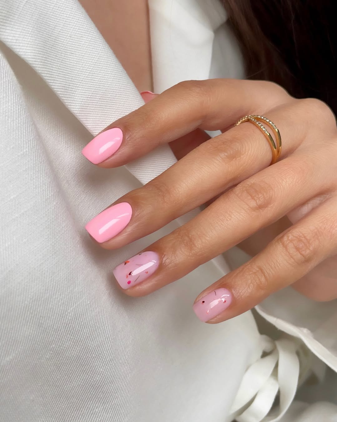 Bubblegum Pink and Transparent Confetti Short Squovals