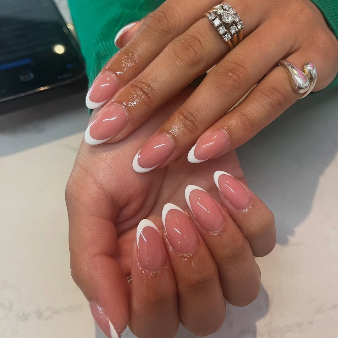 Classic Milky Pink Oval French Reverse Dip