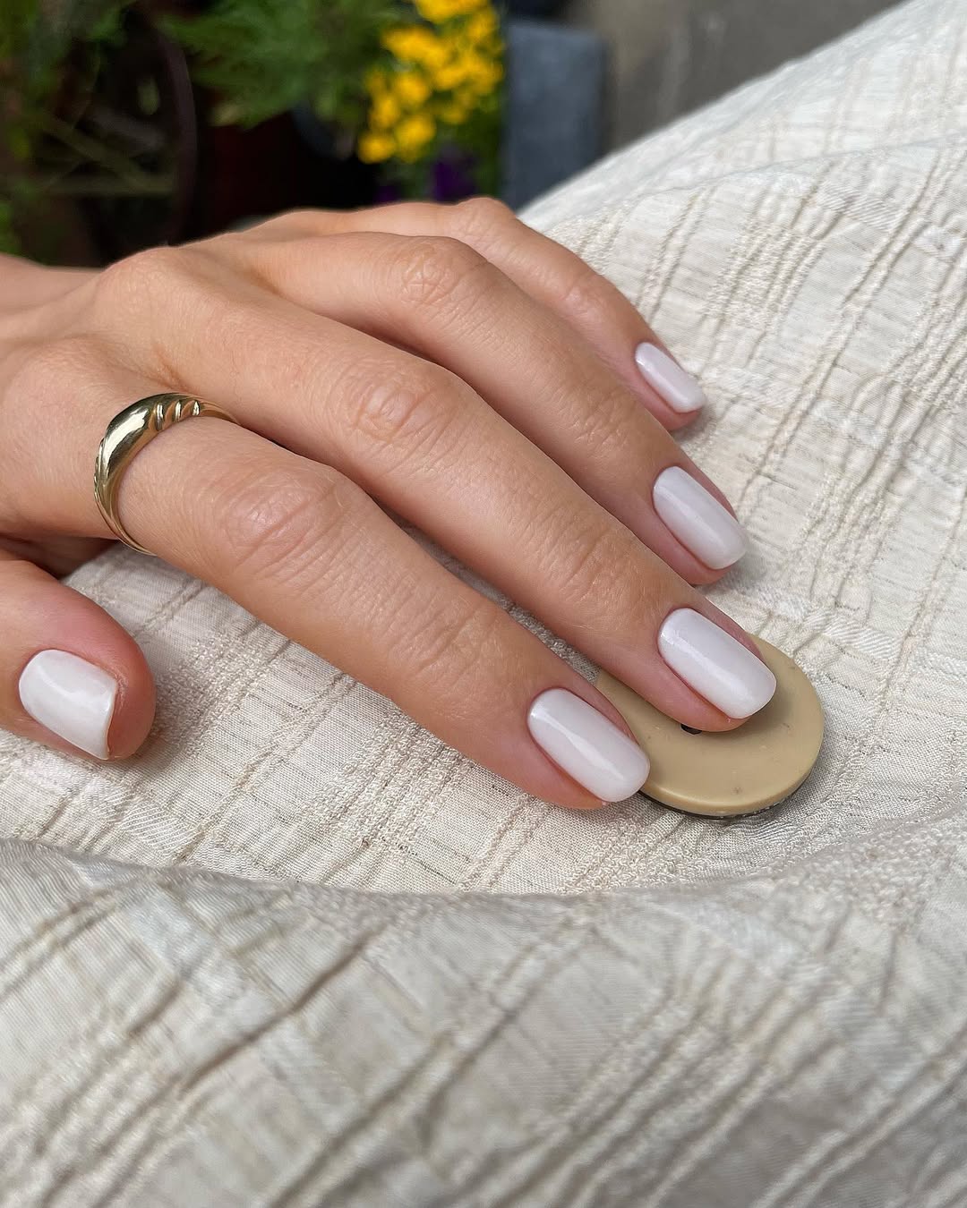 Clean Milky White Short Squoval Nails